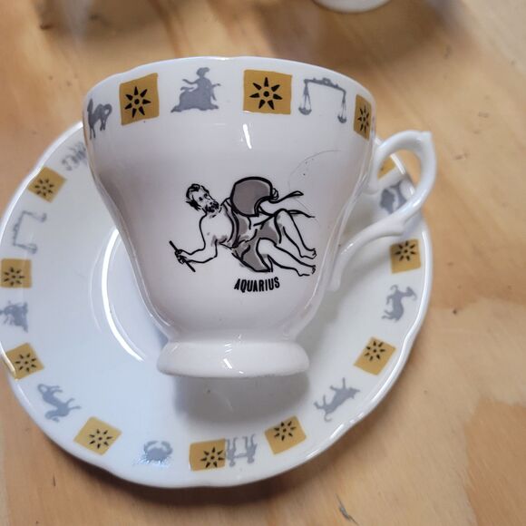 Royal Trent Aquarius Tea Cup Set // Zodiac / Astrology Tea Cups & Saucers, Set - Picture 4 of 8